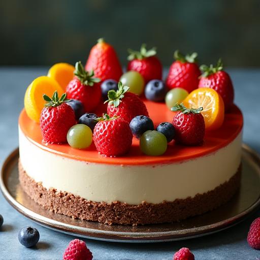 季節のフルーツで飾られたアントルメケーキ